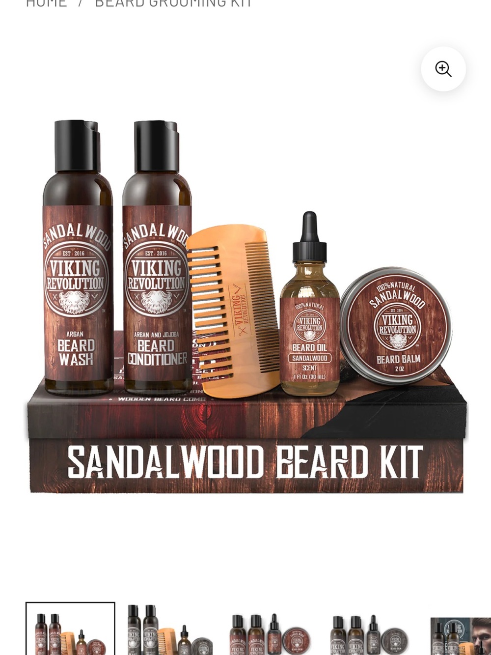 Viking Revolution Sandalwood Beard Grooming Kit — Brown and Black